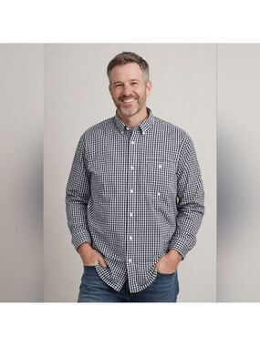 Duluth Trading Co Men’s Gingham Button Down 2XL Rugged Casual